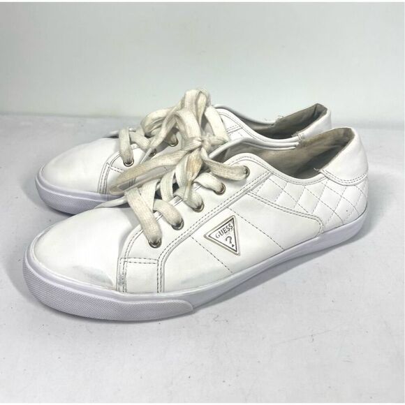 GUESS Comly 2 All White Low Top Sneaker Logo Women Size 9 - Picture 3 of 9